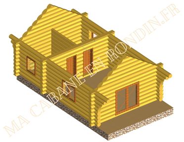 plan chalet en rondin 45m2 - Castellane