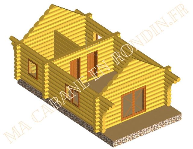 plan chalet en rondin 45m2 - Castellane