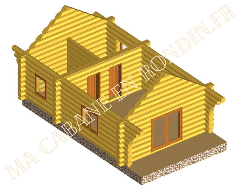 plan chalet en rondin 45m2 - Castellane