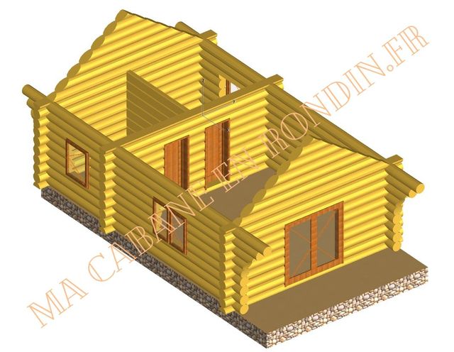 plan chalet en rondin 45m2 - Castellane